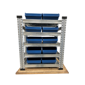 Lagerreol inkl. 10 kasser  H: 784 mm, L: 600 mm, D: 320 mm