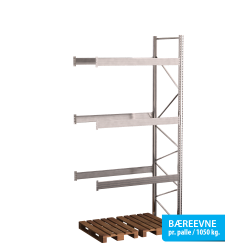 Pallereol flgefag med 3 brelag  H: 4000 mm, L: 1800 mm, D: 1100 mm  Breevne 1050 kg