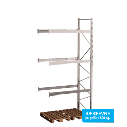 Pallereol flgefag med 3 brelag  H: 4000 mm, L: 1800 mm, D: 1100 mm  Breevne 1050 kg