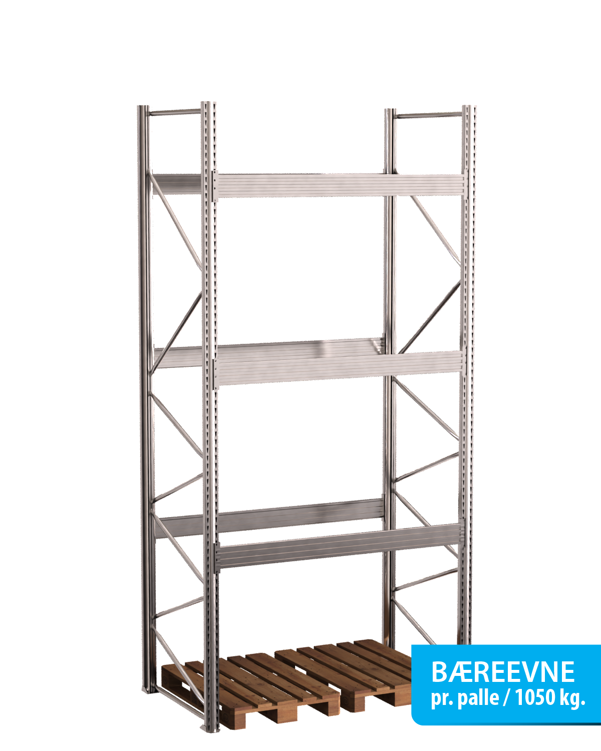 Pallereol Startfag - 3 Brelag | H: 4000 mm L: 1800 mm D: 1100 mm | Breevne 1050 kg.