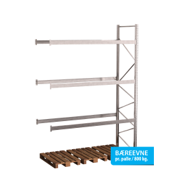 Pallereol flgefag med 3 brelag  H: 4000 mm, L: 2700 mm, D: 1100 mm  Vlg breevne