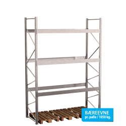 Pallereol startfag med 3 brelag  H: 4000 mm, L: 2700 mm, D: 1100 mm  Vlg breevne