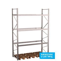 Pallereol startfag med 3 brelag  H: 4000 mm, L: 2700 mm, D: 1100 mm  Vlg breevne