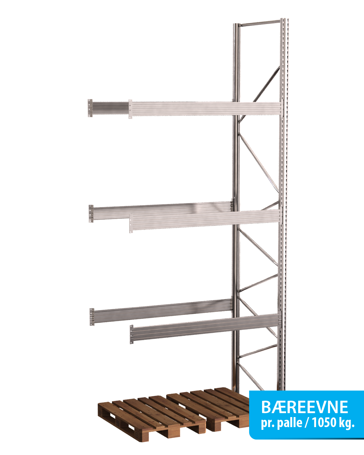 Flgefag - 3 Brelag | H: 4500 mm L: 1800 mm D: 1100 mm | Breevne 1050 kg.