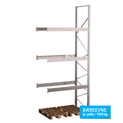 Pallereol flgefag med 3 brelag  H: 4500 mm, L: 1800 mm, D: 1100 mm  Breevne 1050 kg