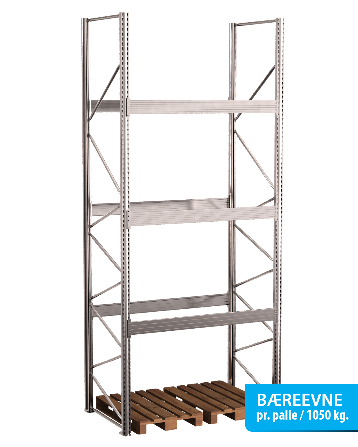 Pallereol Startfag - 3 Brelag | H: 4500 mm L: 1800 mm D: 1100 mm | Breevne 1050 kg.