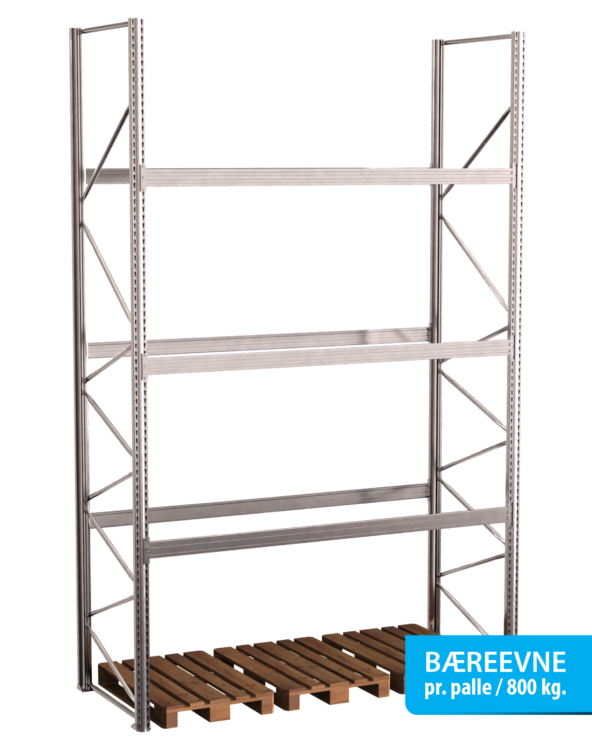 Pallereol Startfag - 3 Brelag | H: 4500 mm L: 2700 mm D: 1100 mm | Vlg breevne