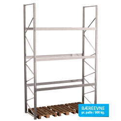 Pallereol startfag med 3 brelag  H: 4500 mm, L: 2700 mm, D: 1100 mm  Vlg breevne
