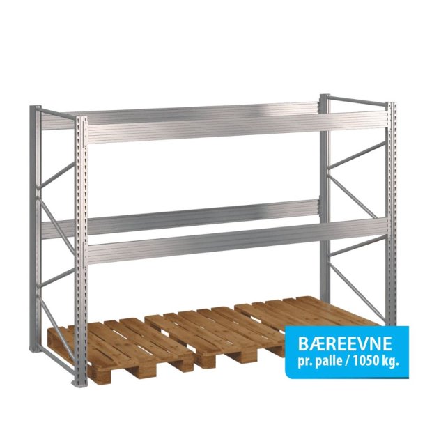 Pallereol startfag med 2 brelag  H: 2000 mm, L: 2700 mm, D: 1100 mm  Vlg breevne