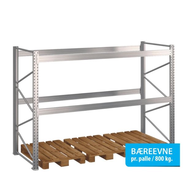 Pallereol startfag med 2 brelag  H: 2000 mm, L: 2700 mm, D: 1100 mm  Vlg breevne