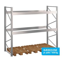 Pallereol startfag med 2 brelag  H: 2500 mm, L: 2700 mm, D: 1100 mm  Vlg breevne
