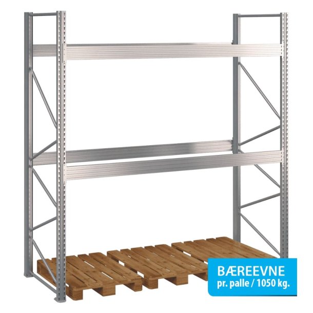 Pallereol startfag med 2 brelag  H: 3000 mm, L: 2700 mm, D: 1100 mm  Vlg breevne