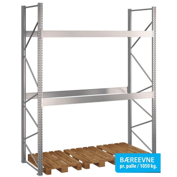 Pallereol startfag med 2 brelag  H: 3500 mm, L: 2700 mm, D: 1100 mm  Vlg breevne