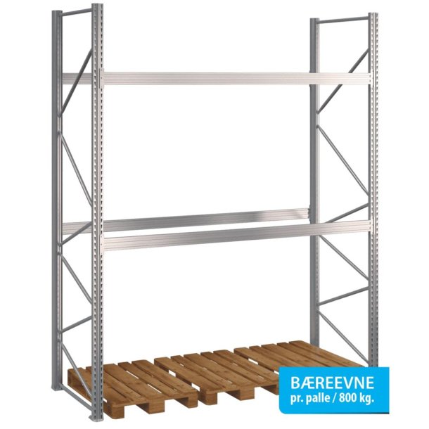 Pallereol startfag med 2 brelag  H: 3500 mm, L: 2700 mm, D: 1100 mm  Vlg breevne