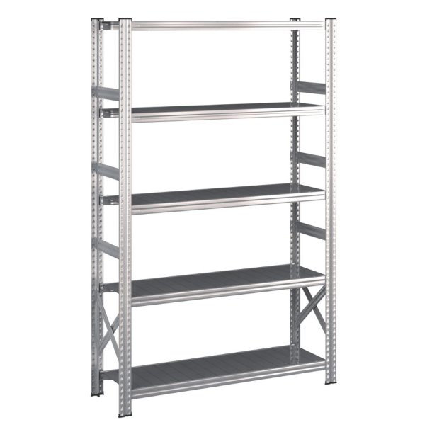 Lagerreol startfag med 5 hylder  H: 1972 mm, L: 1200 mm  Vlg mellem 5 dybdevarianter