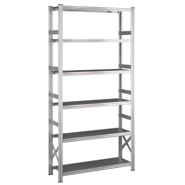 Lagerreol startfag med 6 hylder  H: 2500 mm, L: 1200 mm  Vlg mellem 5 dybdevarianter