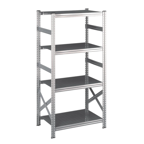 Lagerreol startfag med 4 hylder  H: 1576 mm, L: 600 mm  Vlg mellem 5 dybdevarianter