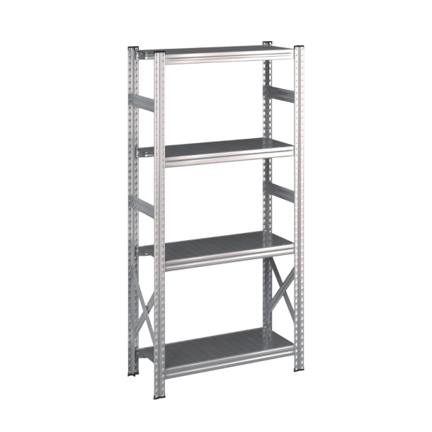 Lagerreol startfag med 4 hylder  H: 1576 mm, L: 600 mm  Vlg mellem 5 dybdevarianter