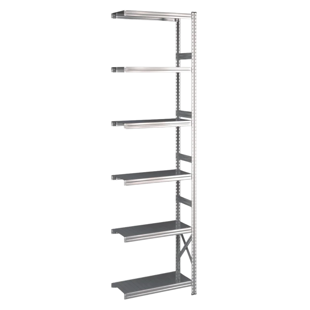Lagerreol flgefag med 6 hylder  H: 2500 mm, L: 600 mm  Vlg mellem 5 dybdevarianter
