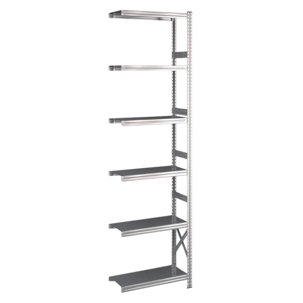 Lagerreol flgefag med 6 hylder  H: 2500 mm, L: 600 mm  Vlg mellem 5 dybdevarianter