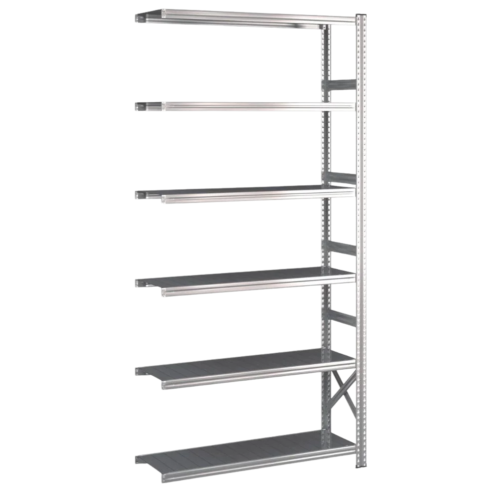Flgefag - 6 hylder | H: 2500 mm - L: 1200 mm | 5 dybde varianter