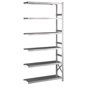 Lagerreol flgefag med 6 hylder  H: 2500 mm, L: 1200 mm  Vlg mellem 5 dybdevarianter