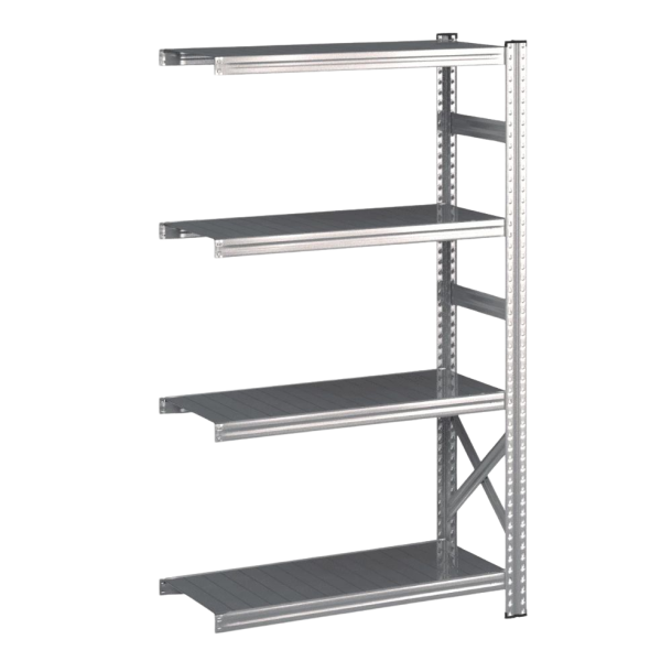 Lagerreol følgefag med 4 hylder – H: 1576 mm, L: 900 mm – Vælg mellem 5 dybdevarianter