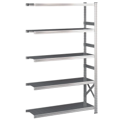 Lagerreol følgefag med 5 hylder – H: 1972 mm, L: 1200 mm – Vælg mellem 5 dybdevarianter