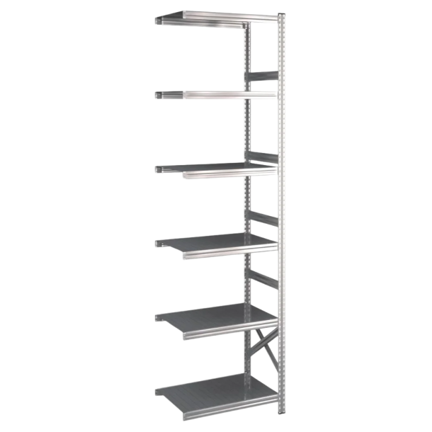 Lagerreol flgefag med 6 hylder  H: 2500 mm, L: 600 mm  Vlg mellem 5 dybdevarianter