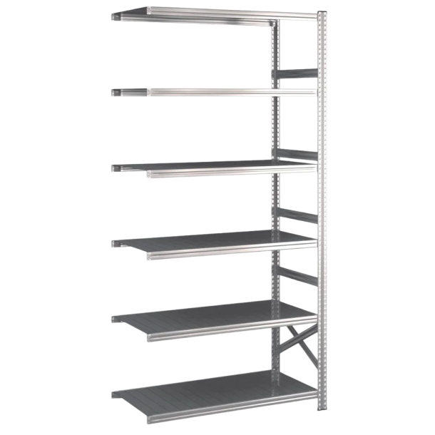Lagerreol flgefag med 6 hylder  H: 2500 mm, L: 1200 mm  Vlg mellem 5 dybdevarianter