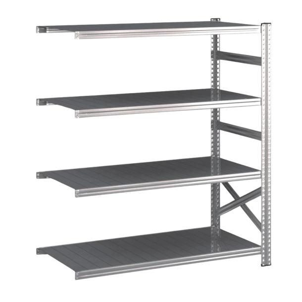 Lagerreol flgefag med 4 hylder  H: 1576 mm, L: 1500 mm  Vlg mellem 5 dybdevarianter