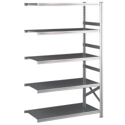 Lagerreol følgefag med 5 hylder – H: 1972 mm, L: 1200 mm – Vælg mellem 5 dybdevarianter