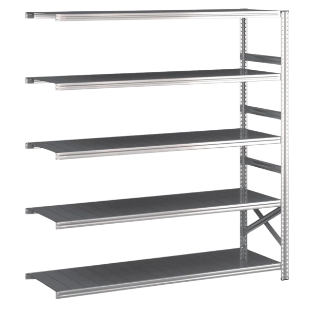Lagerreol flgefag med 5 hylder  H: 1972 mm, L: 1800 mm  Vlg mellem 5 dybdevarianter