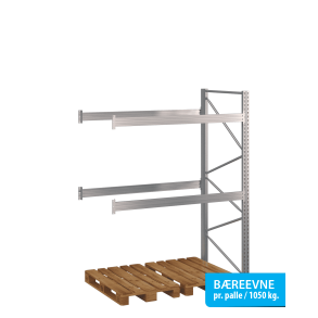 Pallereol flgefag med 2 brelag  H: 2500 mm, L: 1800 mm, D: 1100 mm  Breevne 1050 kg