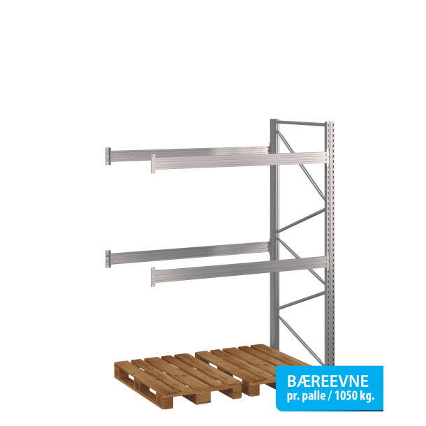 Pallereol flgefag med 2 brelag  H: 2500 mm, L: 1800 mm, D: 1100 mm  Breevne 1050 kg