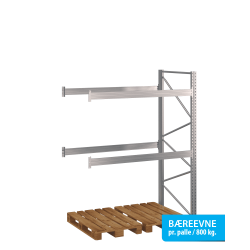 Pallereol flgefag med 2 brelag  H: 2500 mm, L: 1800 mm, D: 1100 mm  Breevne 1050 kg