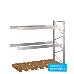 Pallereol flgefag med 2 brelag  H: 2500 mm, L: 2700 mm, D: 1100 mm  Vlg breevne