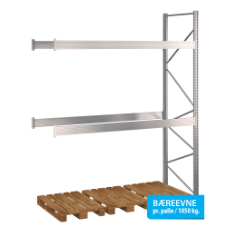 Pallereol flgefag med 2 brelag  H: 3500 mm, L: 2700 mm, D: 1100 mm  Vlg breevne