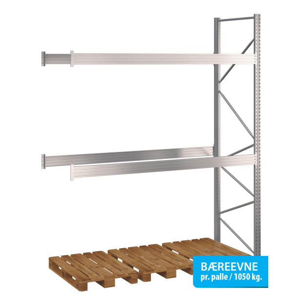 Pallereol flgefag med 2 brelag  H: 3500 mm, L: 2700 mm, D: 1100 mm  Vlg breevne