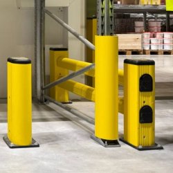 Stigebensbeskytter i gul plast - 600 mm h�jde til pallereoler