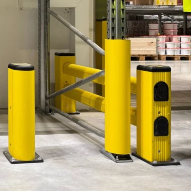 Stigebensbeskytter i gul plast - 600 mm h�jde til pallereoler