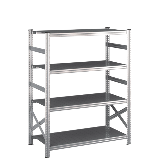 Lagerreol startfag med 4 hylder  H: 1576 mm, L: 1200 mm  Vlg mellem 5 dybdevarianter