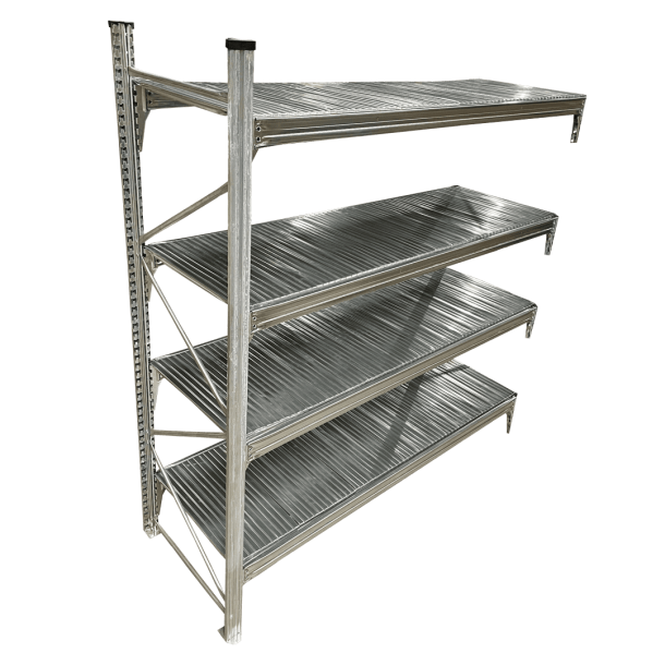 Storfagsreol flgefag med 4 hylder  H: 2500 mm, L: 1800 mm  2 dybdevarianter