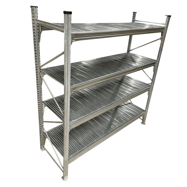 Storfagsreol startfag med 4 hylder  H: 2500 mm, L: 2400 mm  2 dybdevarianter